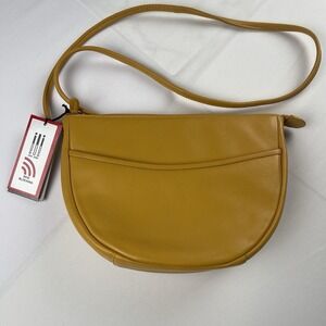 ili New York Genuine Leather Yellow #6957 Crossbody Purse‎ RFID Blocking NWT
